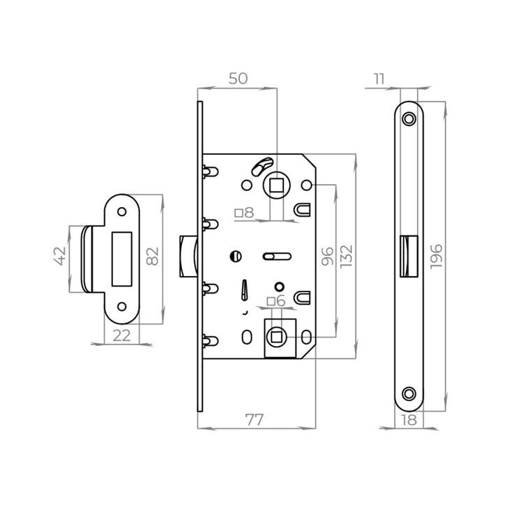 Защелка врезная PLASTLP96WC-50 BL черный