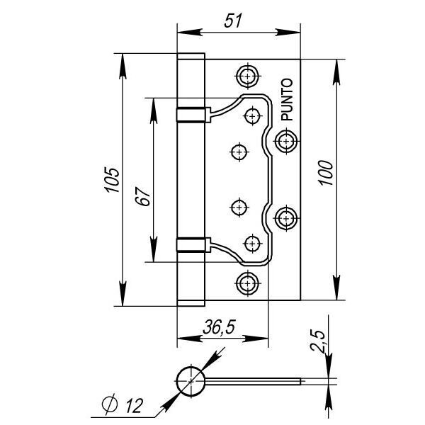 Петля универсальная без врезки IN4200W CP (200-2B 100x2,5) хром